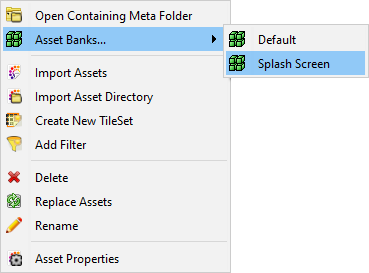 Asset item context menu