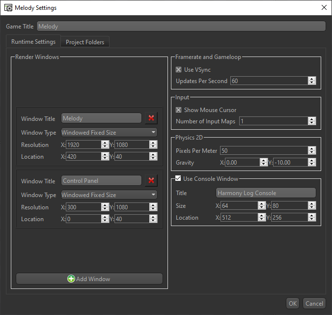 Project Settings Dialog