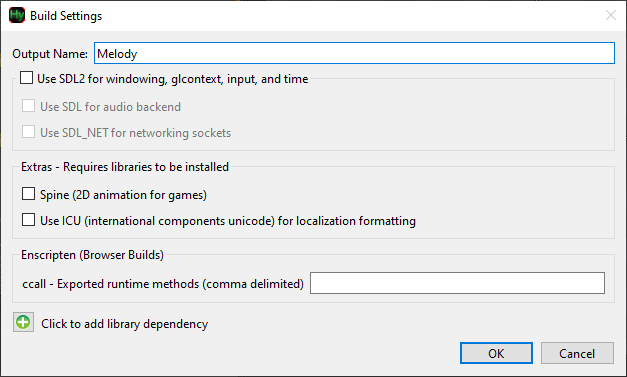 Build Settings Dialog