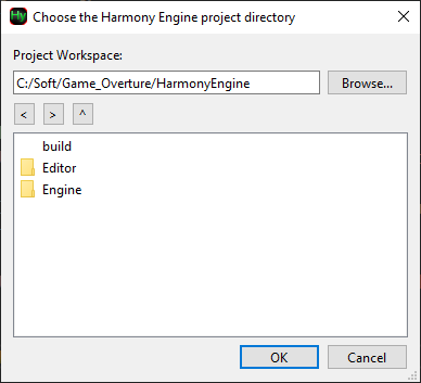Choose Harmony engine project location directory